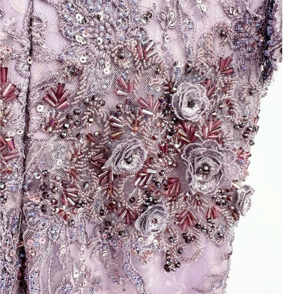 Mac Duggal 67493 Vintage Lilac Flutter Sleeve Beaded Evening Gown Size 6 - Picture 6 of 7
